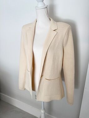 L'Agence Beige Knit Lacey Cardigan Blazer Sz M